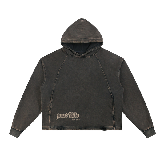 past ELLE Vintage Washed Frayed-Hem Hoodie