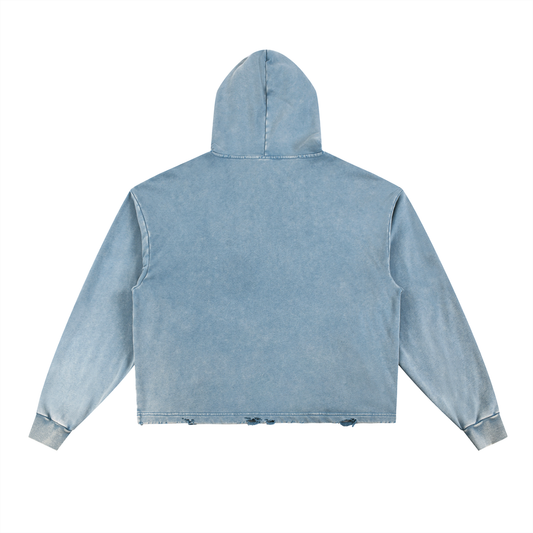 past ELLE Vintage Washed Frayed-Hem Hoodie