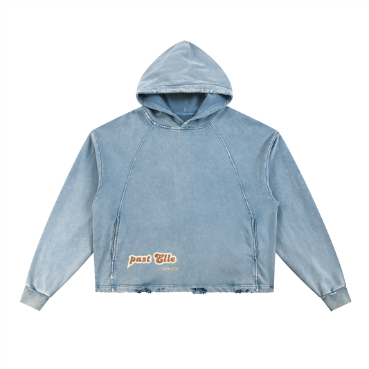 past ELLE Vintage Washed Frayed-Hem Hoodie